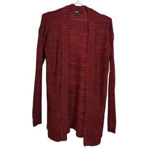 Love Red Marled Cable Knit Long Sleeve Mid Length Sweater Cardigan Size M